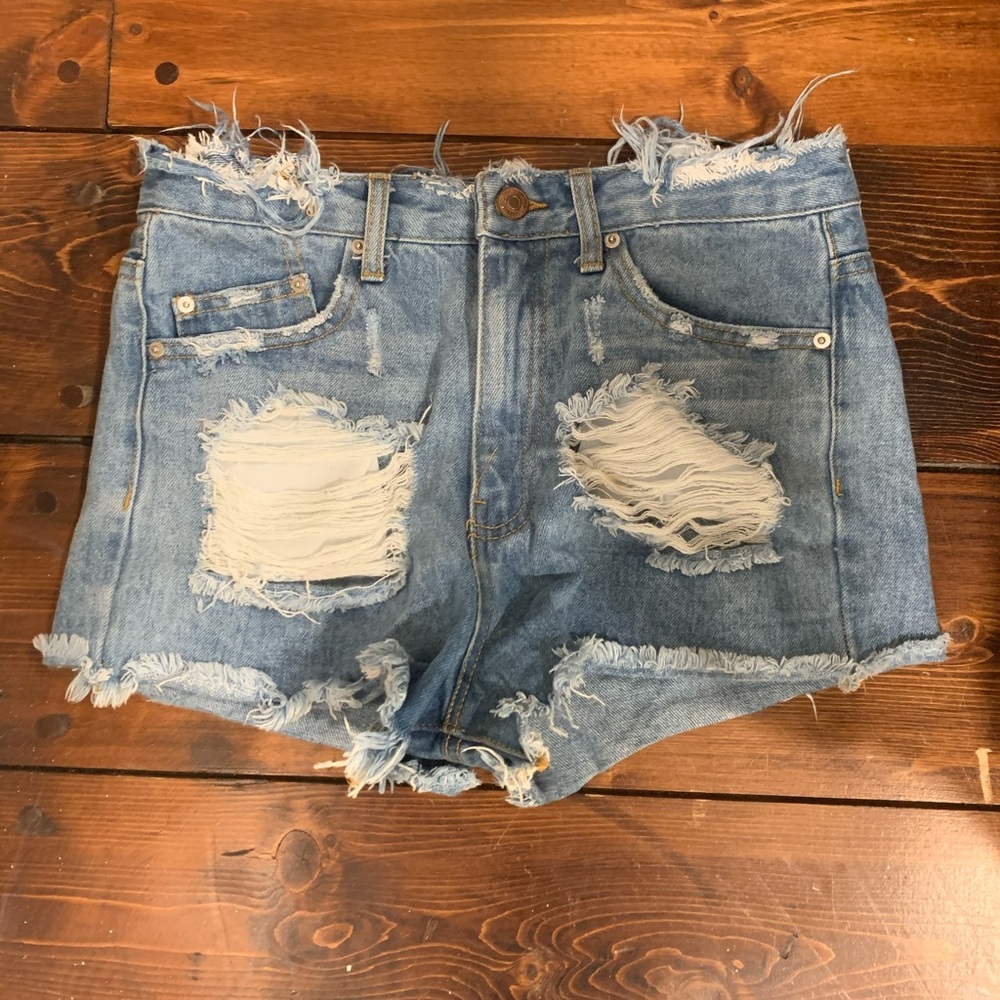 Cutoff jean shorts